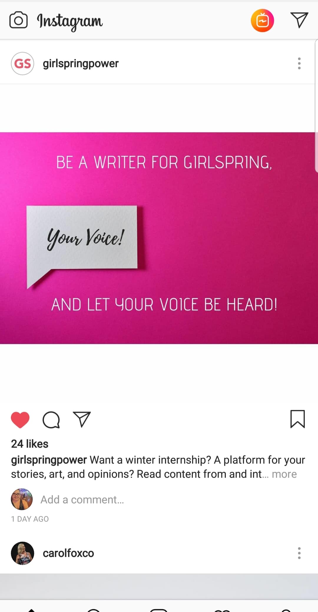 Girlspring social media