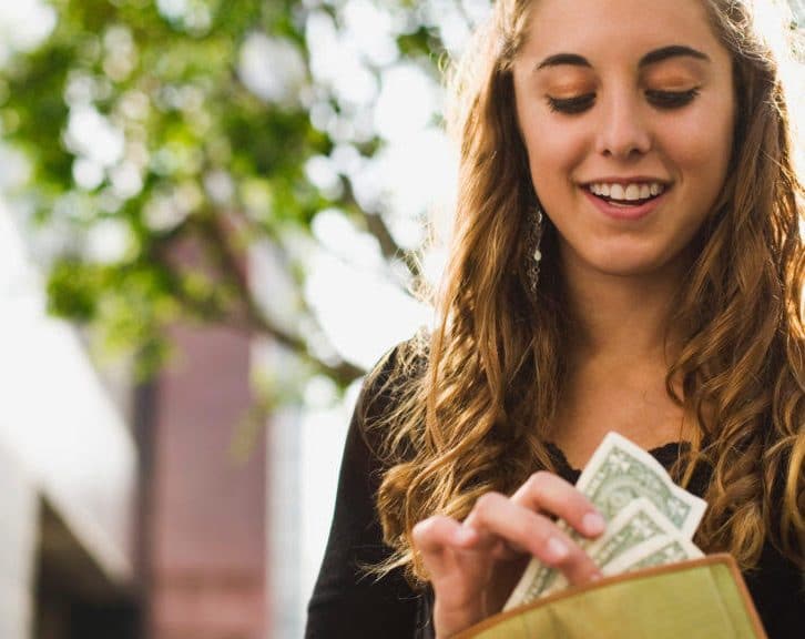 girl counting money