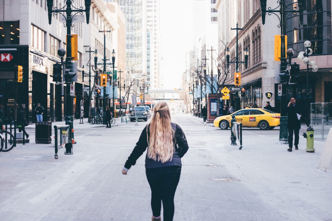 walking down the street