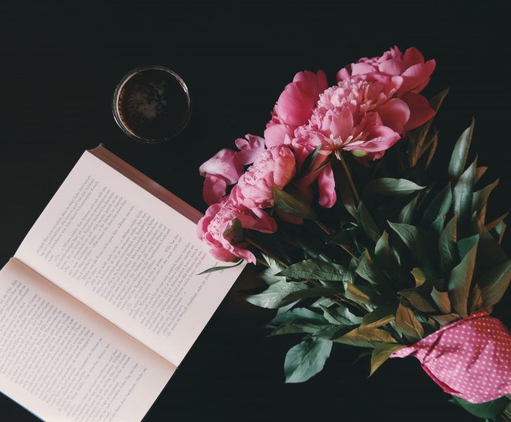 Open book and flowers