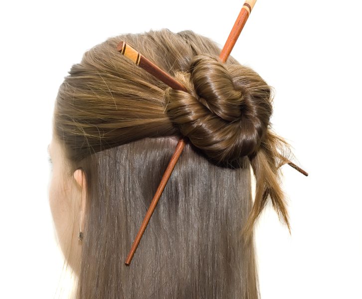 bun hairstyle using chopsticks
